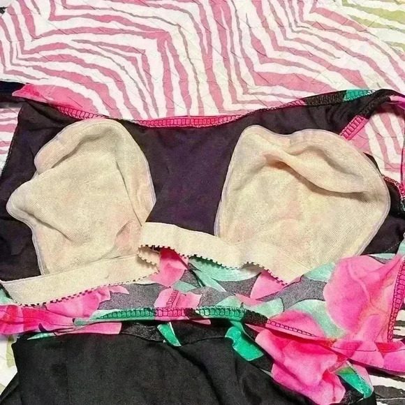 Vintage Sea Fair Beach Floral Side Tie One Piece Summer Swimsuit Skirt USA Small - Picture 8 of 10